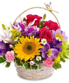 This colorful basket arrangement is sure to please! 